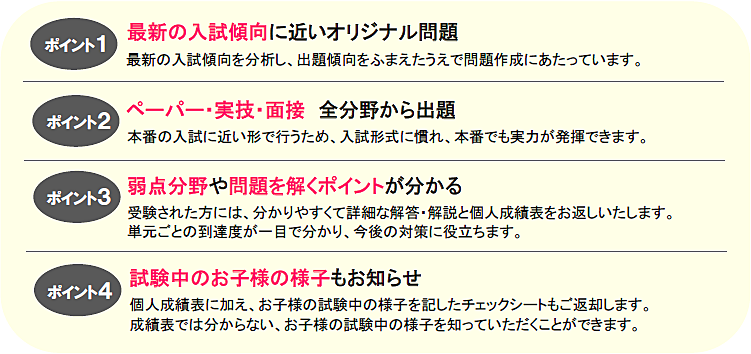 有名小学校受験模試の特徴