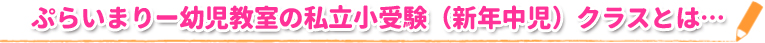 ぷらいまりー幼児教室の私立小受験（新年中児）クラスとは…
